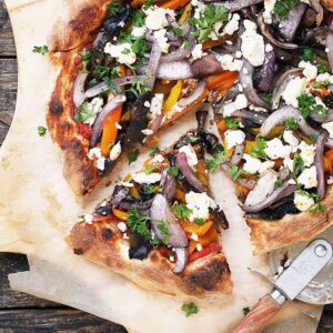 Spring Veggie and Goat Cheese Pizza